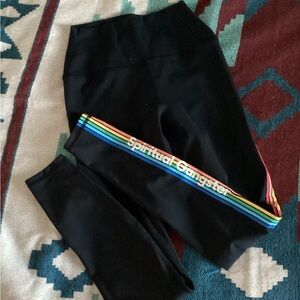 SPIRITUAL GANGSTER black leggings, Rainbow nirvana lotus, XS, great condition